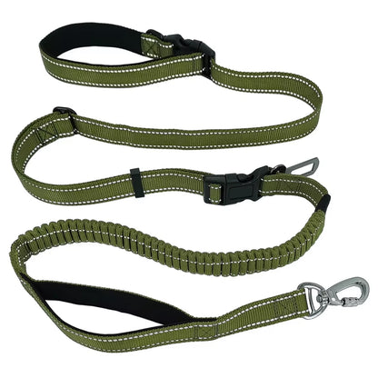 Hands Free Dog Leash 6 in 1 Waist Dog Lead Adjustable 8Ft Bungee Dog Leash with Nylon Double Handle for Walking/Running/Training