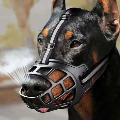 Adjustable Dog Muzzle Anti-Biting Dog Mouth Cover with Reflective Strip Can Drink Water Breathable Plastic